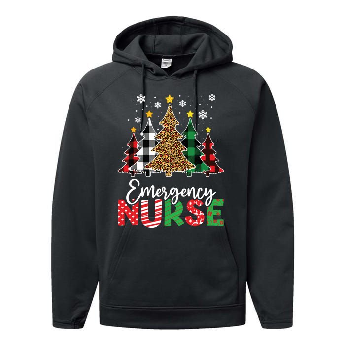 Christmas Er Nursing Women Xmas Tree Emergency Nurse Performance Fleece Hoodie