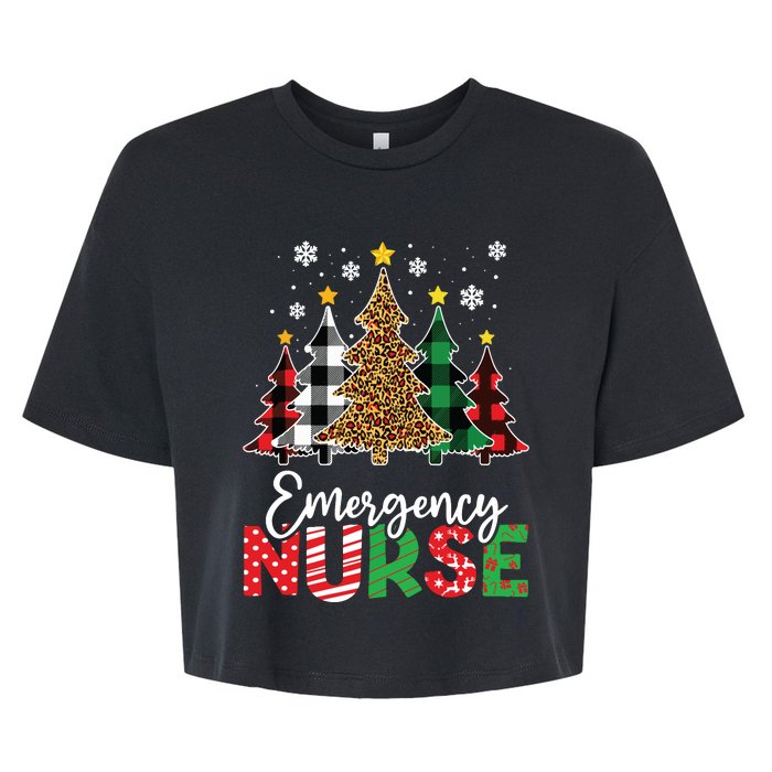 Christmas Er Nursing Women Xmas Tree Emergency Nurse Bella+Canvas Jersey Crop Tee