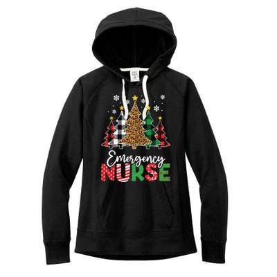 Christmas Er Nursing Women Xmas Tree Emergency Nurse Women's Fleece Hoodie