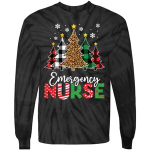 Christmas Er Nursing Women Xmas Tree Emergency Nurse Tie-Dye Long Sleeve Shirt