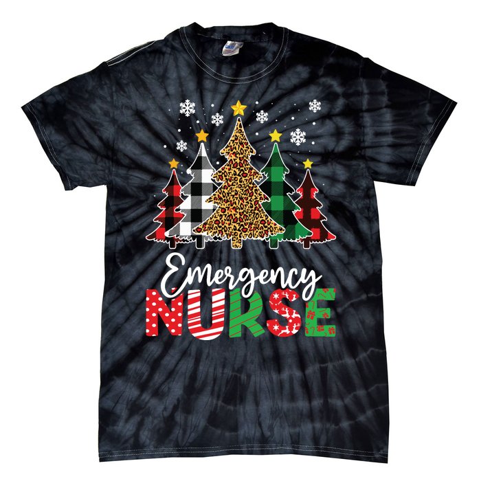 Christmas Er Nursing Women Xmas Tree Emergency Nurse Tie-Dye T-Shirt