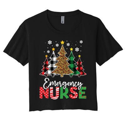 Christmas Er Nursing Women Xmas Tree Emergency Nurse Women's Crop Top Tee