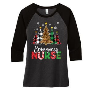 Christmas Er Nursing Women Xmas Tree Emergency Nurse Women's Tri-Blend 3/4-Sleeve Raglan Shirt