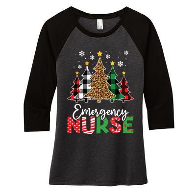 Christmas Er Nursing Women Xmas Tree Emergency Nurse Women's Tri-Blend 3/4-Sleeve Raglan Shirt