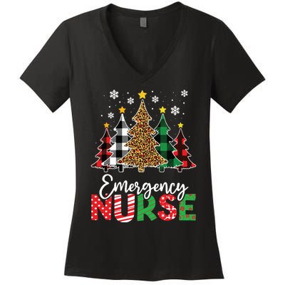 Christmas Er Nursing Women Xmas Tree Emergency Nurse Women's V-Neck T-Shirt