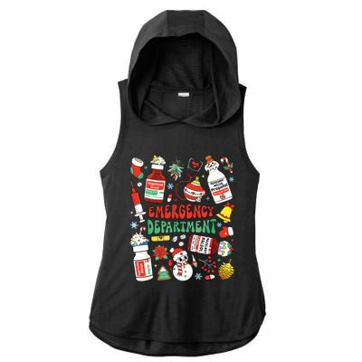 Christmas Er Nurse Emergency Department Er Ed Nurse Tech Ladies PosiCharge Tri-Blend Wicking Draft Hoodie Tank