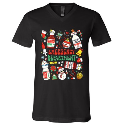 Christmas Er Nurse Emergency Department Er Ed Nurse Tech V-Neck T-Shirt