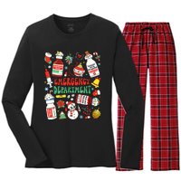 Christmas Er Nurse Emergency Department Er Ed Nurse Tech Women's Long Sleeve Flannel Pajama Set 