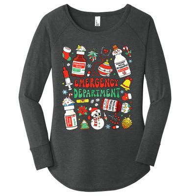 Christmas Er Nurse Emergency Department Er Ed Nurse Tech Women's Perfect Tri Tunic Long Sleeve Shirt