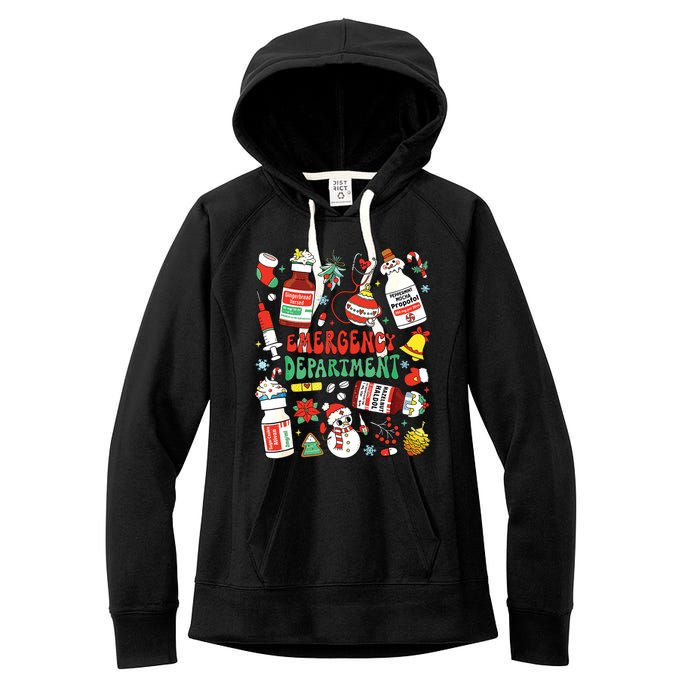 Christmas Er Nurse Emergency Department Er Ed Nurse Tech Women's Fleece Hoodie