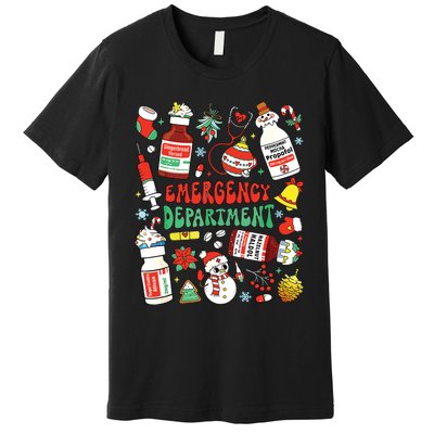 Christmas Er Nurse Emergency Department Er Ed Nurse Tech Premium T-Shirt