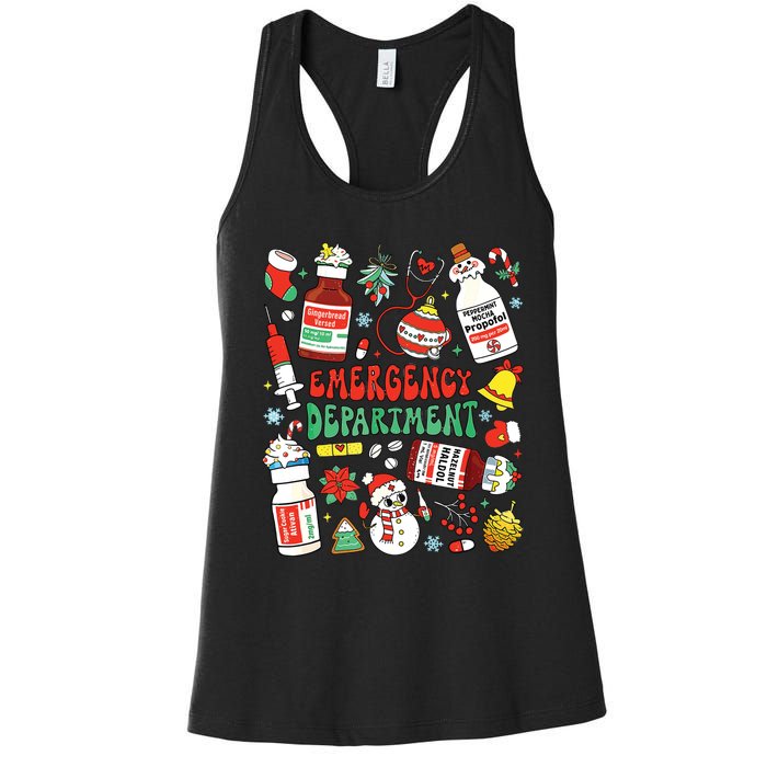 Christmas Er Nurse Emergency Department Er Ed Nurse Tech Women's Racerback Tank