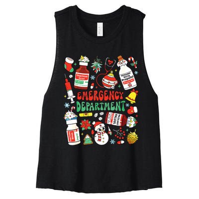 Christmas Er Nurse Emergency Department Er Ed Nurse Tech Women's Racerback Cropped Tank