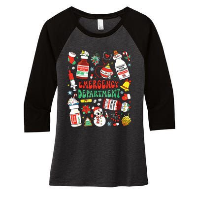 Christmas Er Nurse Emergency Department Er Ed Nurse Tech Women's Tri-Blend 3/4-Sleeve Raglan Shirt