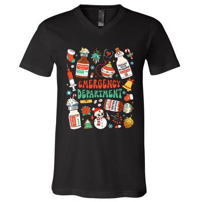 Christmas Er Nurse Emergency Department Er Ed Nurse Tech V-Neck T-Shirt