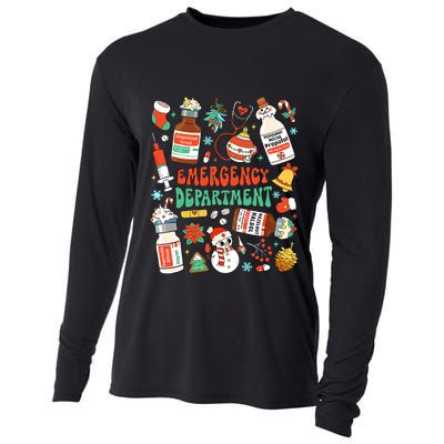 Christmas Er Nurse Emergency Department Er Ed Nurse Tech Cooling Performance Long Sleeve Crew