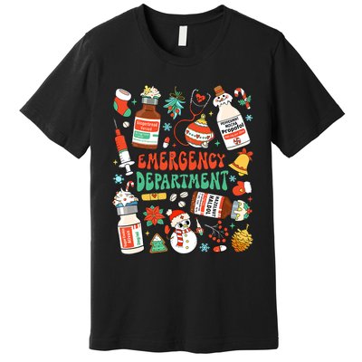 Christmas Er Nurse Emergency Department Er Ed Nurse Tech Premium T-Shirt