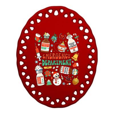 Christmas Er Nurse Emergency Department Er Ed Nurse Tech Ceramic Oval Ornament