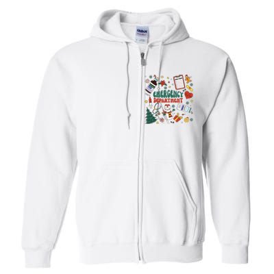 Christmas Er Nurse Shirts Women Emergency Department Nurse Full Zip Hoodie