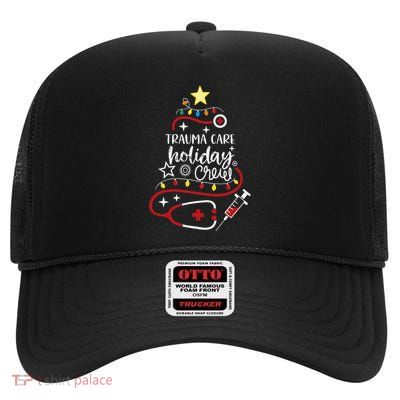 Christmas Emergency Nurse Tech Trauma Care Holiday Crew High Crown Mesh Back Trucker Hat