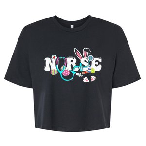 cute Easter Nurse easter bunny Easter Gifts For Nurses Bella+Canvas Jersey Crop Tee