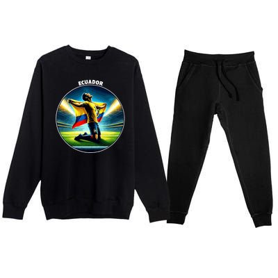 Cool Ecuador National Country Soccer Player Premium Crewneck Sweatsuit Set