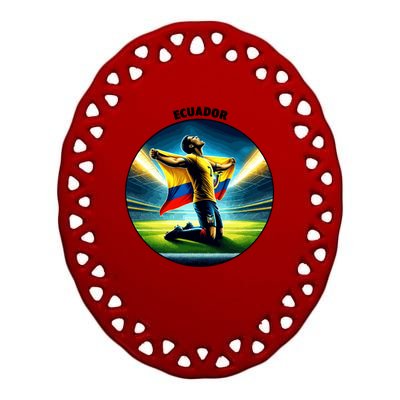 Cool Ecuador National Country Soccer Player Ceramic Oval Ornament