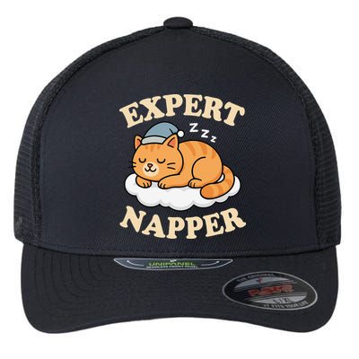 Cat Expert Napper Funny Kitty Sarcasm Humor Cat Saying Flexfit Unipanel Trucker Cap