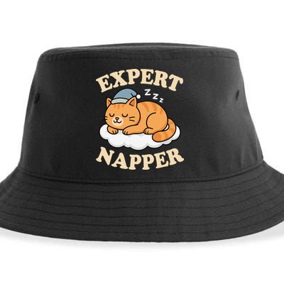 Cat Expert Napper Funny Kitty Sarcasm Humor Cat Saying Sustainable Bucket Hat