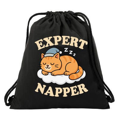 Cat Expert Napper Funny Kitty Sarcasm Humor Cat Saying Drawstring Bag