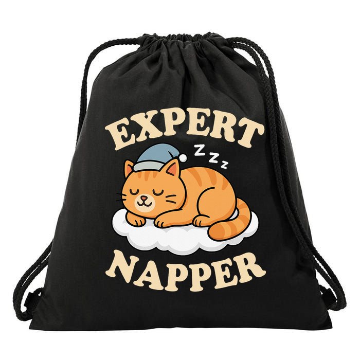Cat Expert Napper Funny Kitty Sarcasm Humor Cat Saying Drawstring Bag