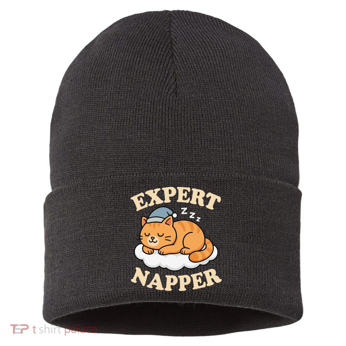 Cat Expert Napper Funny Kitty Sarcasm Humor Cat Saying Sustainable Knit Beanie