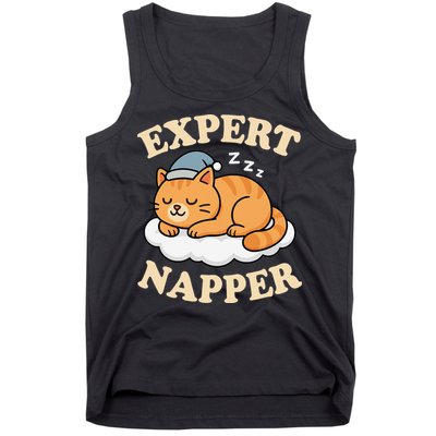Cat Expert Napper Funny Kitty Sarcasm Humor Cat Saying Tank Top