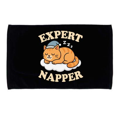 Cat Expert Napper Funny Kitty Sarcasm Humor Cat Saying Microfiber Hand Towel