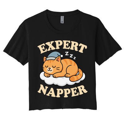 Cat Expert Napper Funny Kitty Sarcasm Humor Cat Saying Crop Top