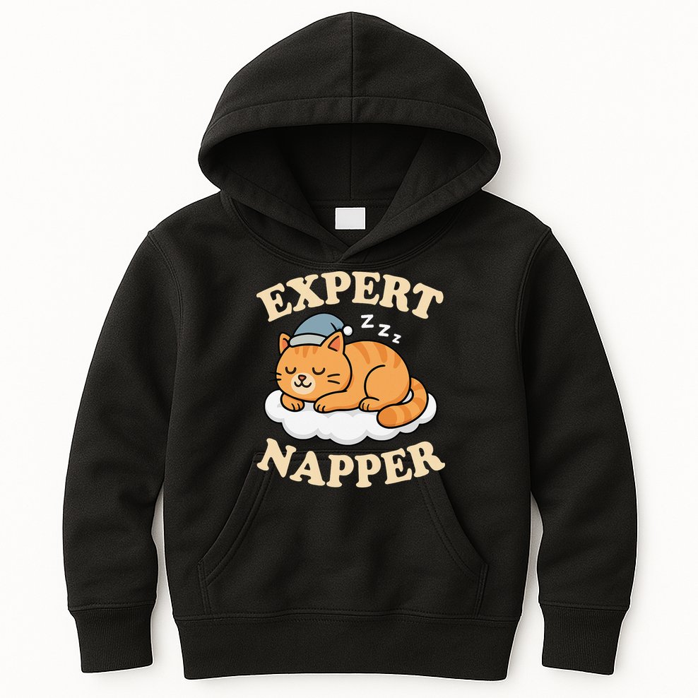Cat Expert Napper Funny Kitty Sarcasm Humor Cat Saying Kids Hoodie