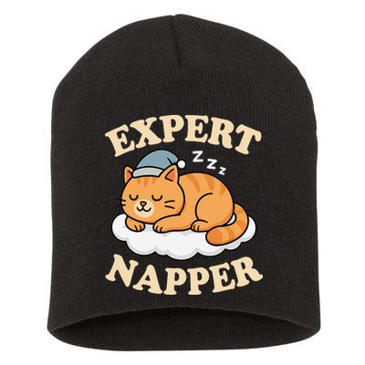 Cat Expert Napper Funny Kitty Sarcasm Humor Cat Saying Short Acrylic Beanie