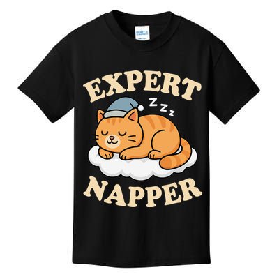 Cat Expert Napper Funny Kitty Sarcasm Humor Cat Saying Kids T-Shirt