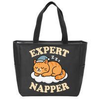 Cat Expert Napper Funny Kitty Sarcasm Humor Cat Saying Zip Tote Bag