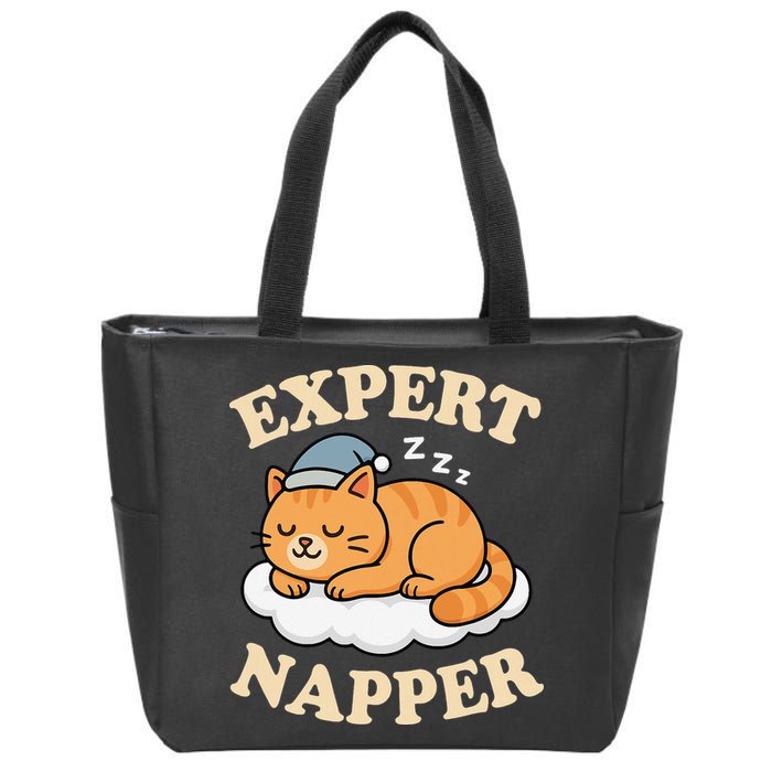 Cat Expert Napper Funny Kitty Sarcasm Humor Cat Saying Zip Tote Bag