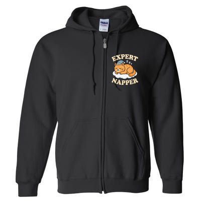 Cat Expert Napper Funny Kitty Sarcasm Humor Cat Saying Full Zip Hoodie