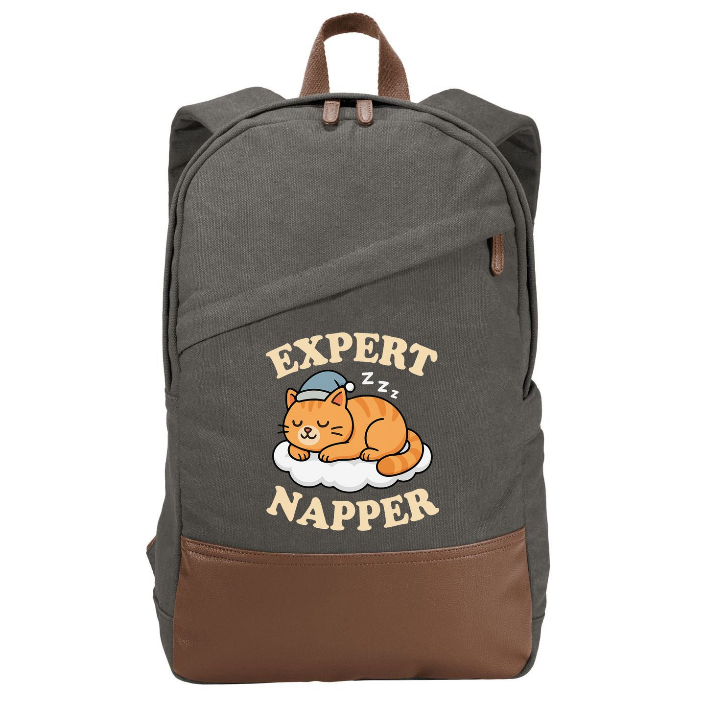 Cat Expert Napper Funny Kitty Sarcasm Humor Cat Saying Cotton Canvas Backpack