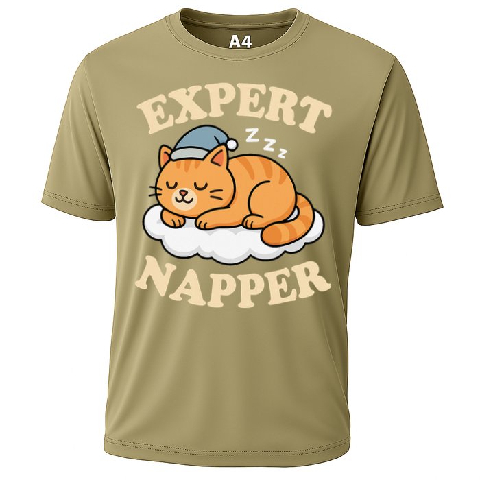 Cat Expert Napper Funny Kitty Sarcasm Humor Cat Saying Cooling Performance Crew T-Shirt