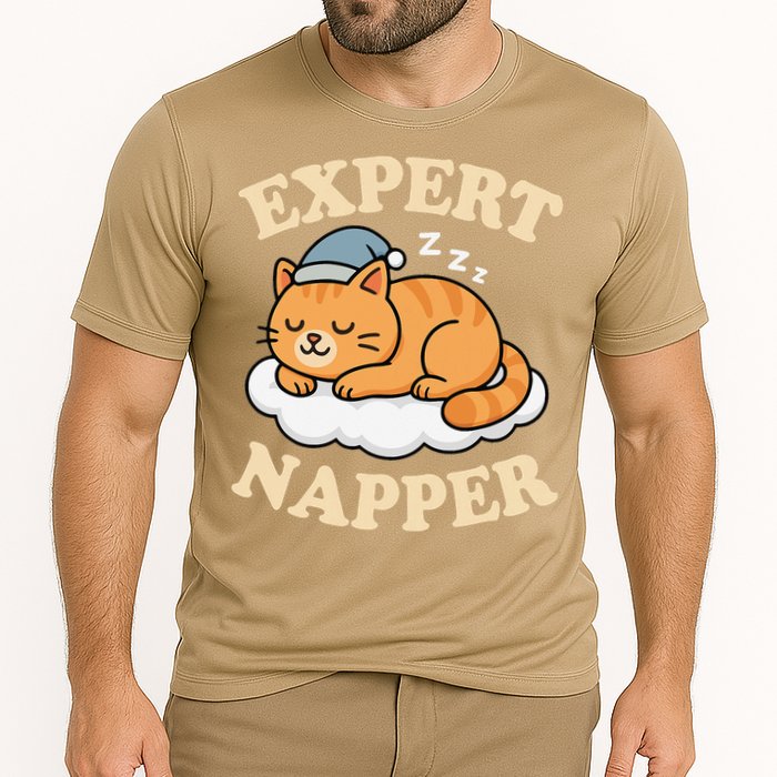 Cat Expert Napper Funny Kitty Sarcasm Humor Cat Saying Cooling Performance Crew T-Shirt
