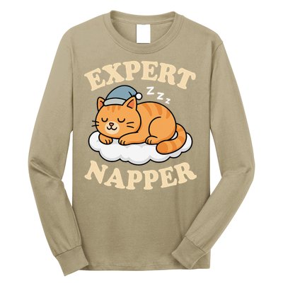 Cat Expert Napper Funny Kitty Sarcasm Humor Cat Saying Long Sleeve Shirt