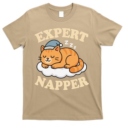 Cat Expert Napper Funny Kitty Sarcasm Humor Cat Saying T-Shirt