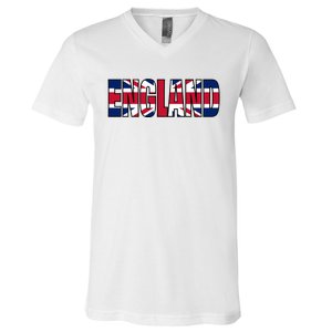 Cool England Name Flag V-Neck T-Shirt