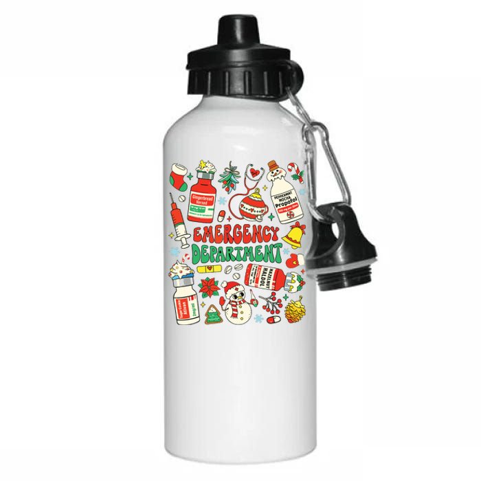 Christmas Er Nurse Emergency Department Er Ed Nurse Tech Aluminum Water Bottle