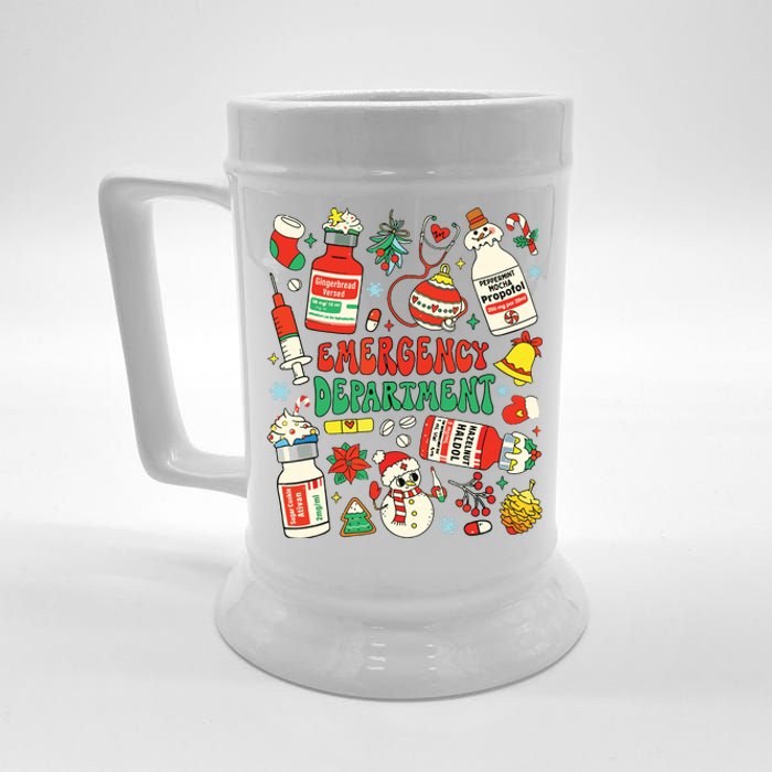 Christmas Er Nurse Emergency Department Er Ed Nurse Tech Beer Stein