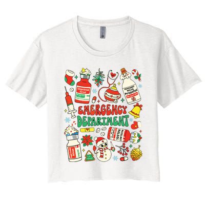 Christmas Er Nurse Emergency Department Er Ed Nurse Tech Women's Crop Top Tee